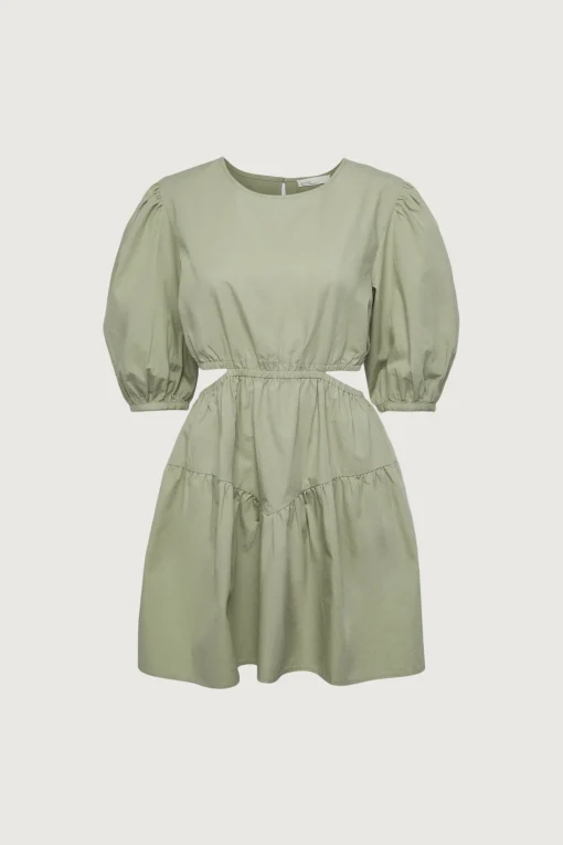 PUFF SLEEVE MINI DRESS WITH CUTOUTS