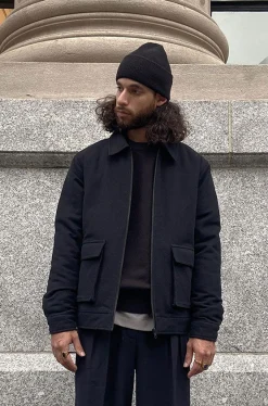QUILT WOVEN COLLARED JACKET