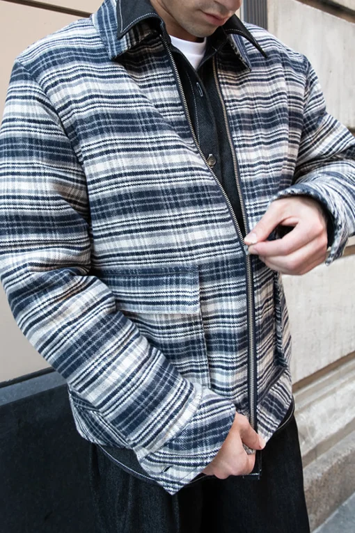 QUILT WOVEN COLLARED JACKET