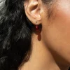 RED BEAD HOOP EARRING
