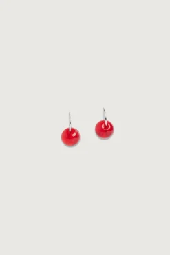 RED BEAD HOOP EARRING