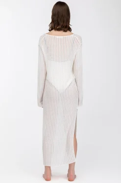 REVERSIBLE SHEER RIB-KNIT DRESS SWIM COVERUP