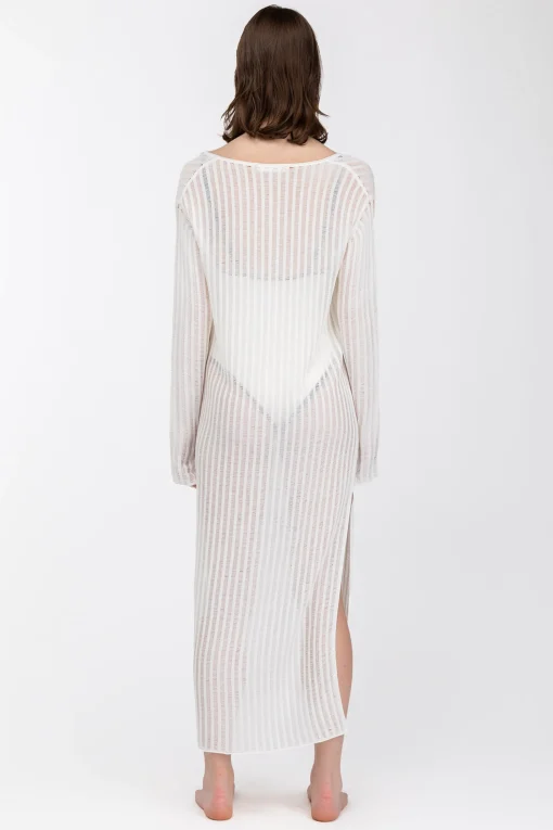 REVERSIBLE SHEER RIB-KNIT DRESS SWIM COVERUP