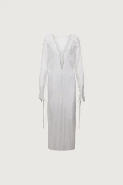 REVERSIBLE SHEER RIB-KNIT DRESS SWIM COVERUP