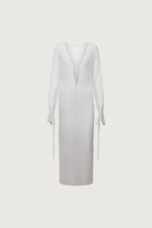 REVERSIBLE SHEER RIB-KNIT DRESS SWIM COVERUP