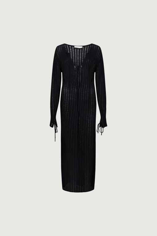 REVERSIBLE SHEER RIB-KNIT DRESS SWIM COVERUP