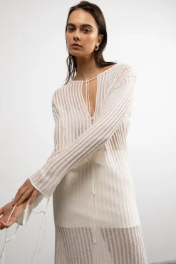 REVERSIBLE SHEER RIB-KNIT DRESS SWIM COVERUP