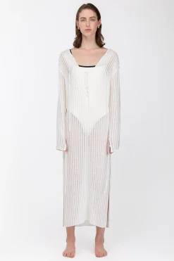 REVERSIBLE SHEER RIB-KNIT DRESS SWIM COVERUP