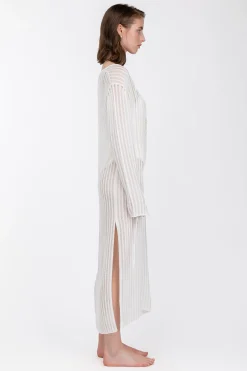 REVERSIBLE SHEER RIB-KNIT DRESS SWIM COVERUP