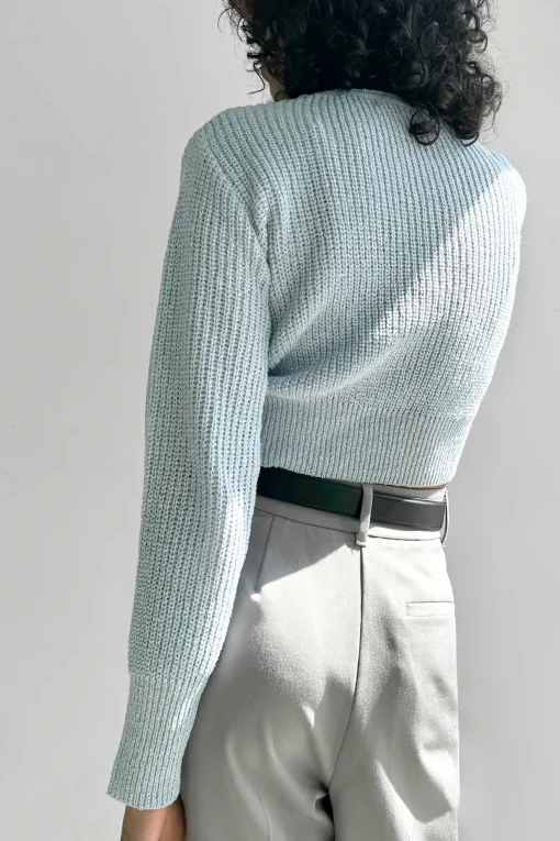 RIBBED BUTTON-FRONT CROPPED CARDIGAN
