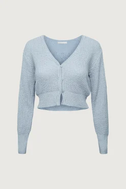 RIBBED BUTTON-FRONT CROPPED CARDIGAN