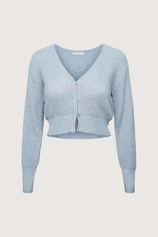 RIBBED BUTTON-FRONT CROPPED CARDIGAN