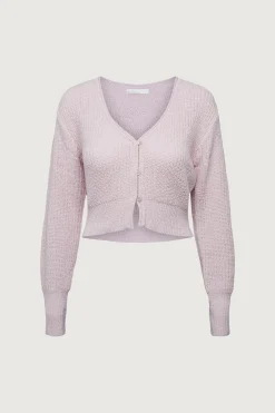 RIBBED BUTTON-FRONT CROPPED CARDIGAN