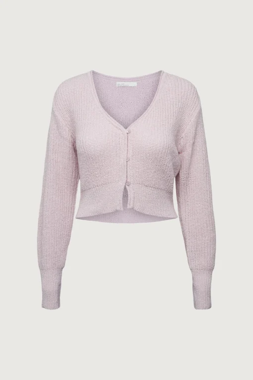 RIBBED BUTTON-FRONT CROPPED CARDIGAN