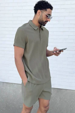 RIBBED ELASTIC WAIST SHORT