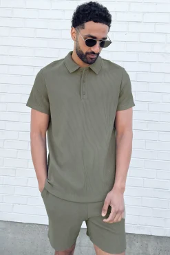 RIBBED ELASTIC WAIST SHORT