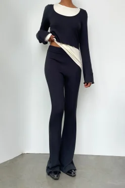 RIBBED FLARED PANT