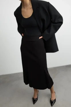 RIBBED MIDI SKIRT