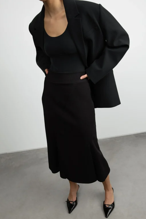 RIBBED MIDI SKIRT