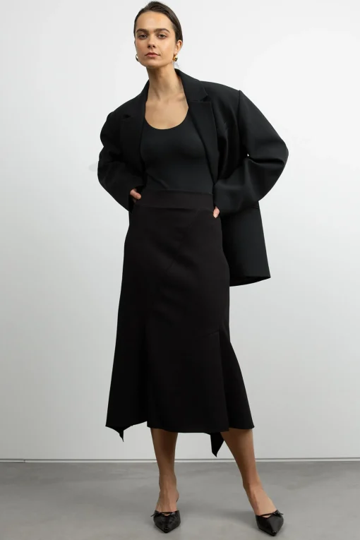 RIBBED MIDI SKIRT