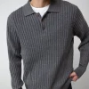 RIBBED POLO SWEATER