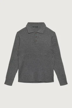 RIBBED POLO SWEATER
