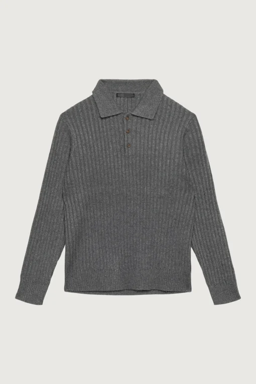 RIBBED POLO SWEATER