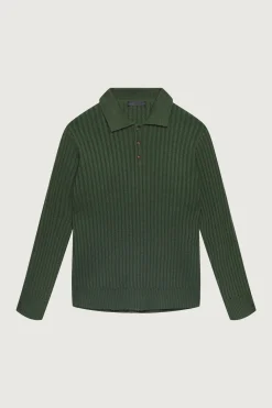 RIBBED POLO SWEATER