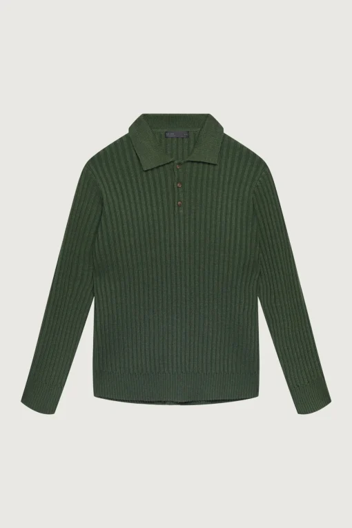 RIBBED POLO SWEATER