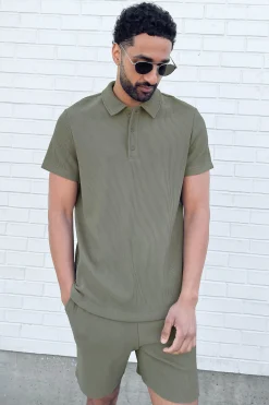 RIBBED POLO T-SHIRT