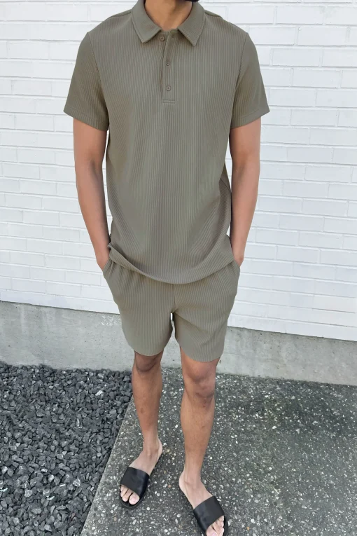 RIBBED POLO T-SHIRT