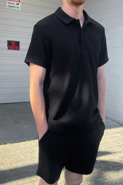 RIBBED POLO T-SHIRT