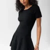 RIBBED SHORT SLEEVE MINI DRESS