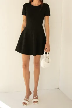 RIBBED SHORT SLEEVE MINI DRESS