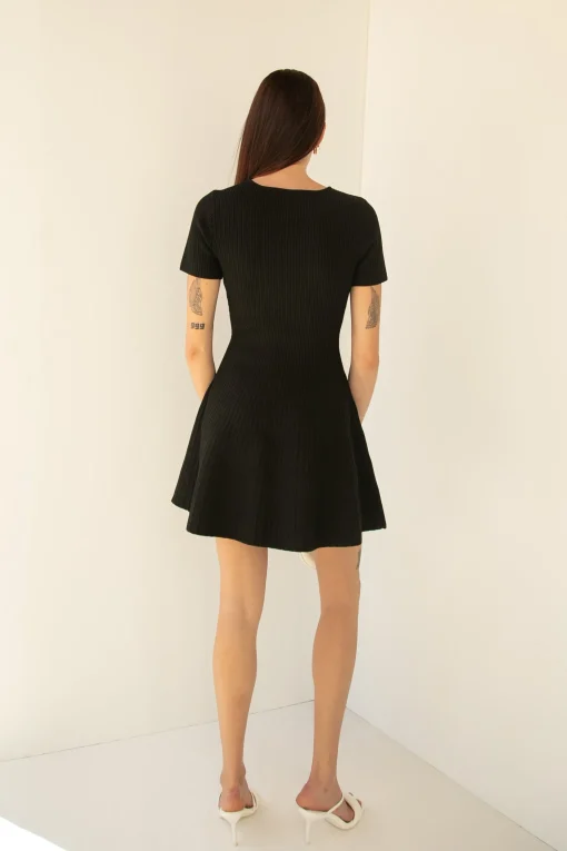 RIBBED SHORT SLEEVE MINI DRESS