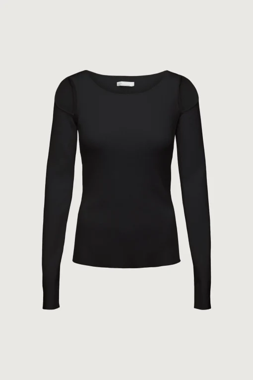 RIBBED SHOULDER CUTOUT SWEATER
