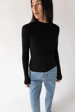 RIBBED SWEATER WITH TIE-BACK DESIGN