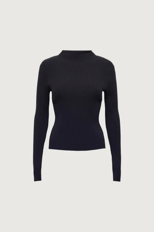 RIBBED SWEATER WITH TIE-BACK DESIGN