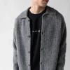 RIB-KNIT COLLARED CARDIGAN