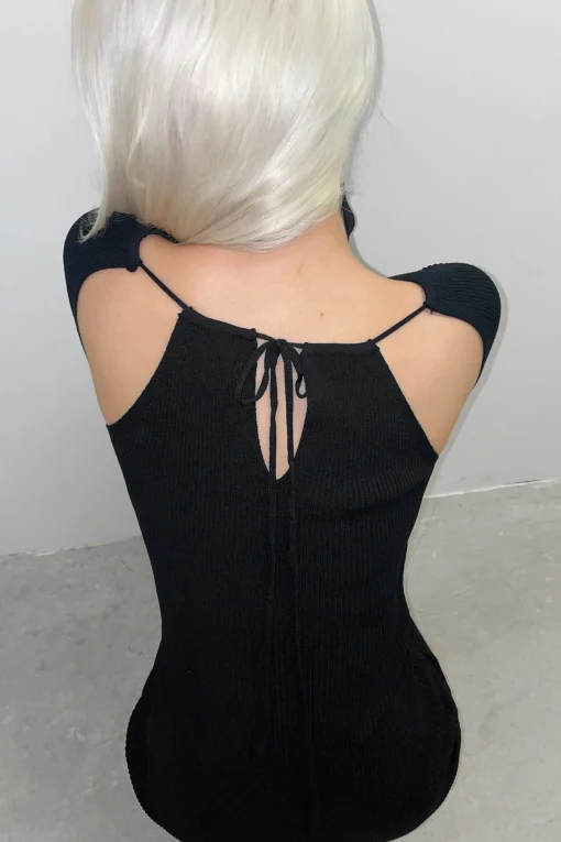 RIB-KNIT MINI DRESS WITH CUTOUTS