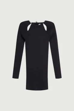 RIB-KNIT MINI DRESS WITH CUTOUTS