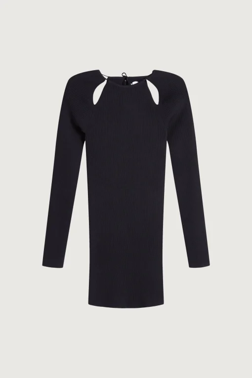 RIB-KNIT MINI DRESS WITH CUTOUTS