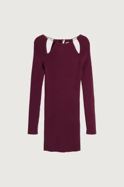 RIB-KNIT MINI DRESS WITH CUTOUTS