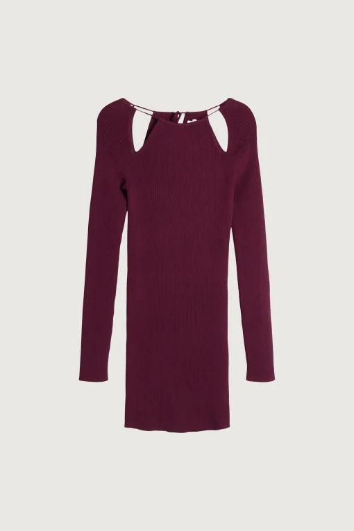 RIB-KNIT MINI DRESS WITH CUTOUTS