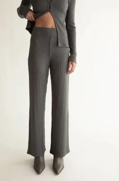 RIB-KNIT STRAIGHT LEG PANT