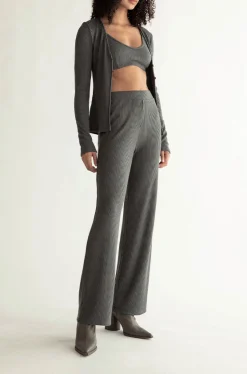 RIB-KNIT STRAIGHT LEG PANT