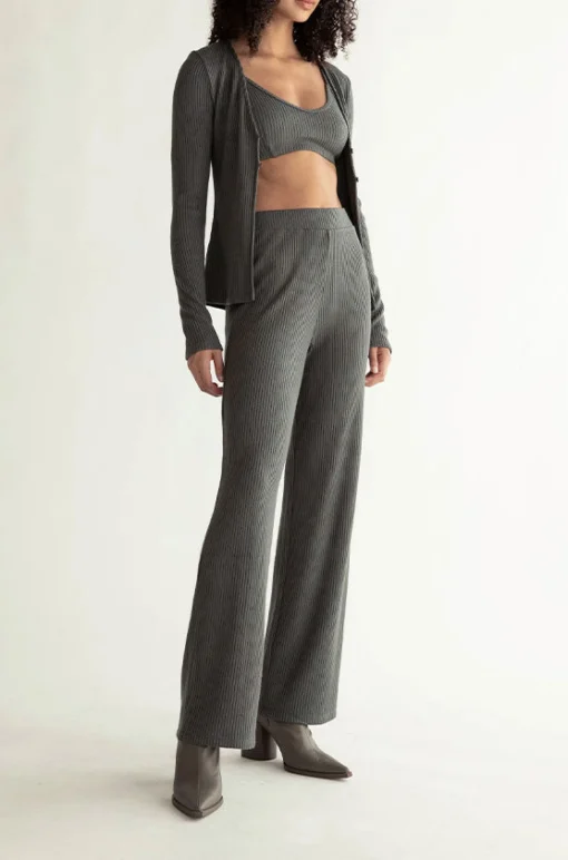 RIB-KNIT STRAIGHT LEG PANT