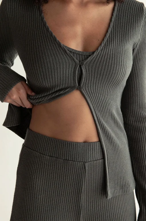 RIB-KNIT STRAIGHT LEG PANT