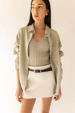RIB-KNIT V-NECK TANK