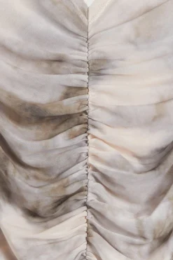 RUCHED FRONT MESH TOP